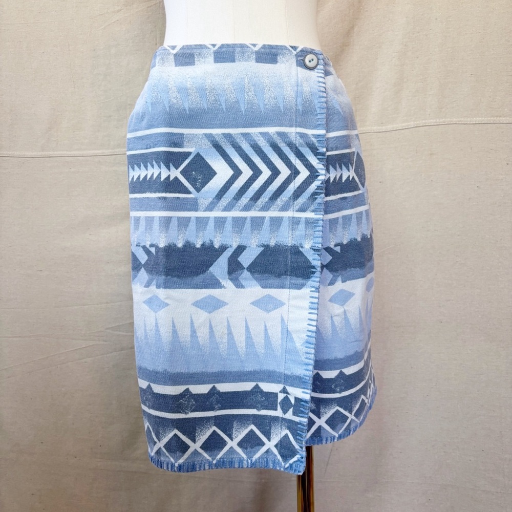 Vintage southwestern print blue denim skirt size small medium